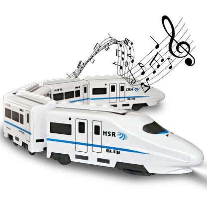Toy Train Set, 5 Pack Electric Bullet Train with Light and Sound, Battery Operated Subway Locomotive Engine Car with Hook, Automatic Turning Railway Trains Toy for Kids Boys and Girls Age 3 Up