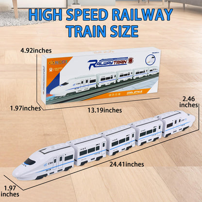 Toy Train Set, 5 Pack Electric Bullet Train with Light and Sound, Battery Operated Subway Locomotive Engine Car with Hook, Automatic Turning Railway Trains Toy for Kids Boys and Girls Age 3 Up