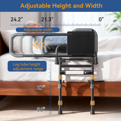 Foldable Bed Assist Rails with Sensor Light & Storage Pocket