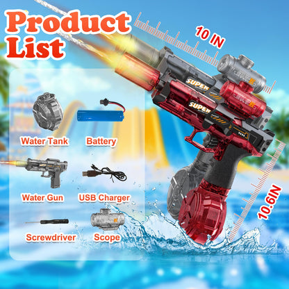 StimuVariety Electric Water Gun for Adults Kids, 2 pack Automatic Squirt Watergun pistol with Water spray sound and Led Light, Summer Outdoor Pool Beach Party Toys for Boys, Ice Mouse 2 Pack Black Red