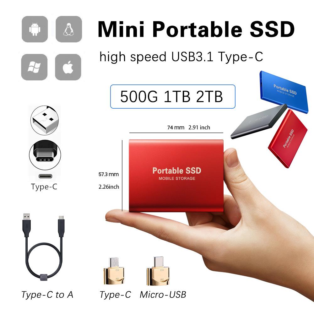 4TB/2TB hd externo Mobile Hard Disk Type C USB3.1 Portable SSD Shockproof Aluminum Alloy Solid State Drive Transmission Speed