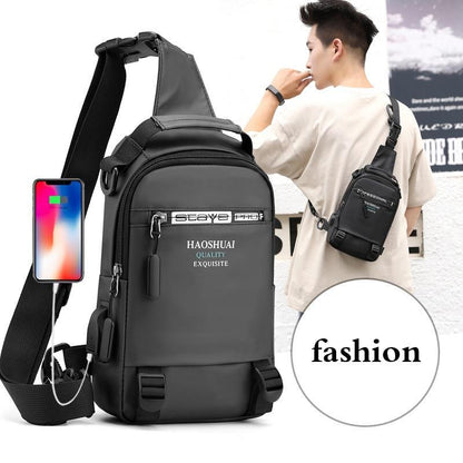 High Quality Nylon Chest Bags USB Charging Male Cross Body Bag Military Multi-Layer Men Rucksack Sling Bag One Shoulder Backpack